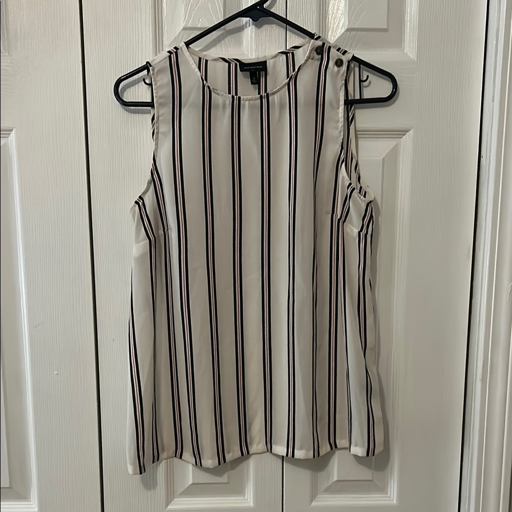 Who What Wear Black and White Striped Blouse